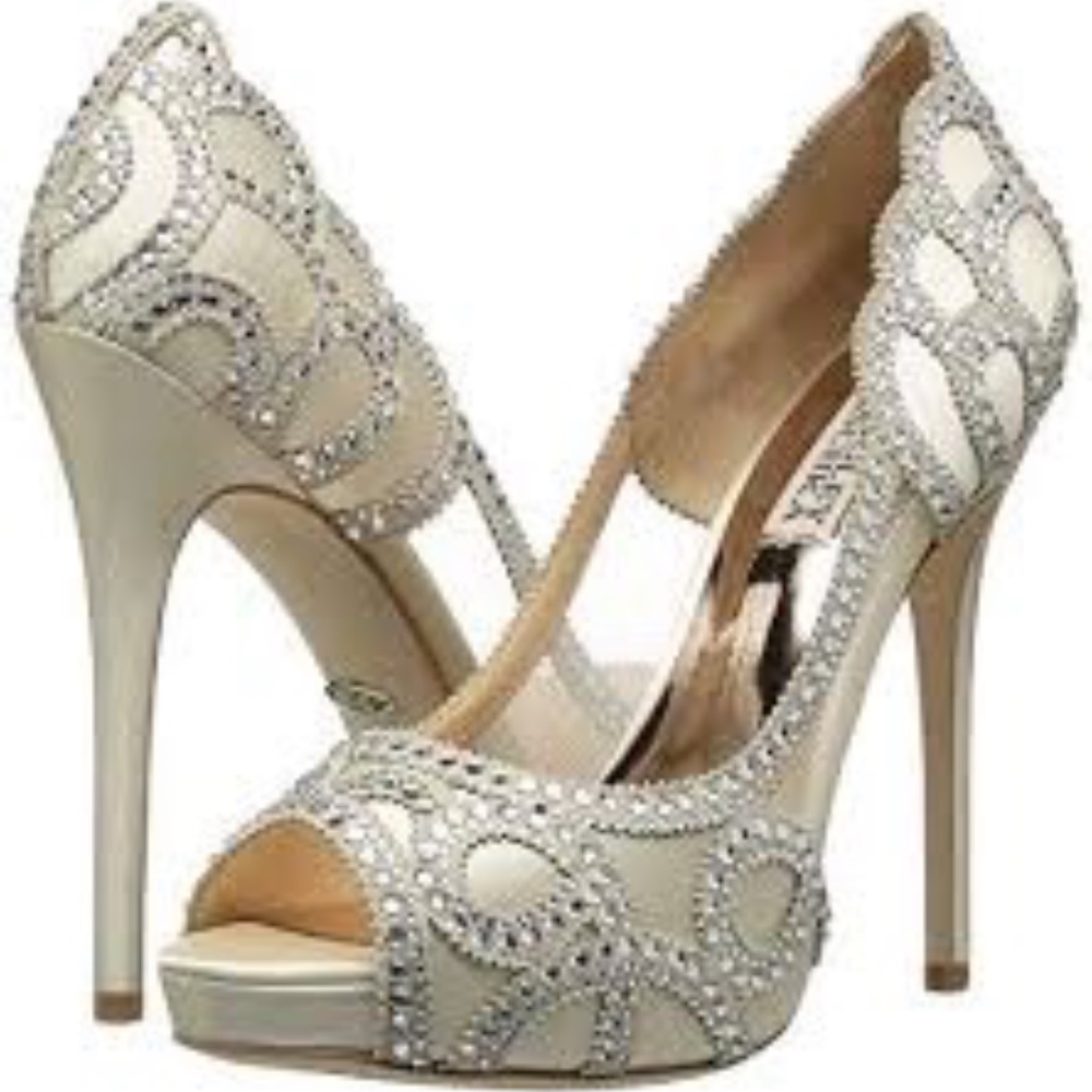 Badgley Mischka Cream and Silver Heels